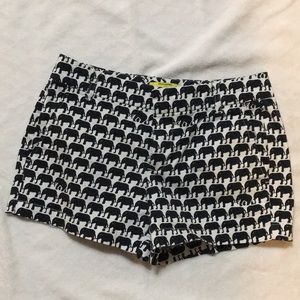 Navy Blue and White Elephant Patterned Shorts